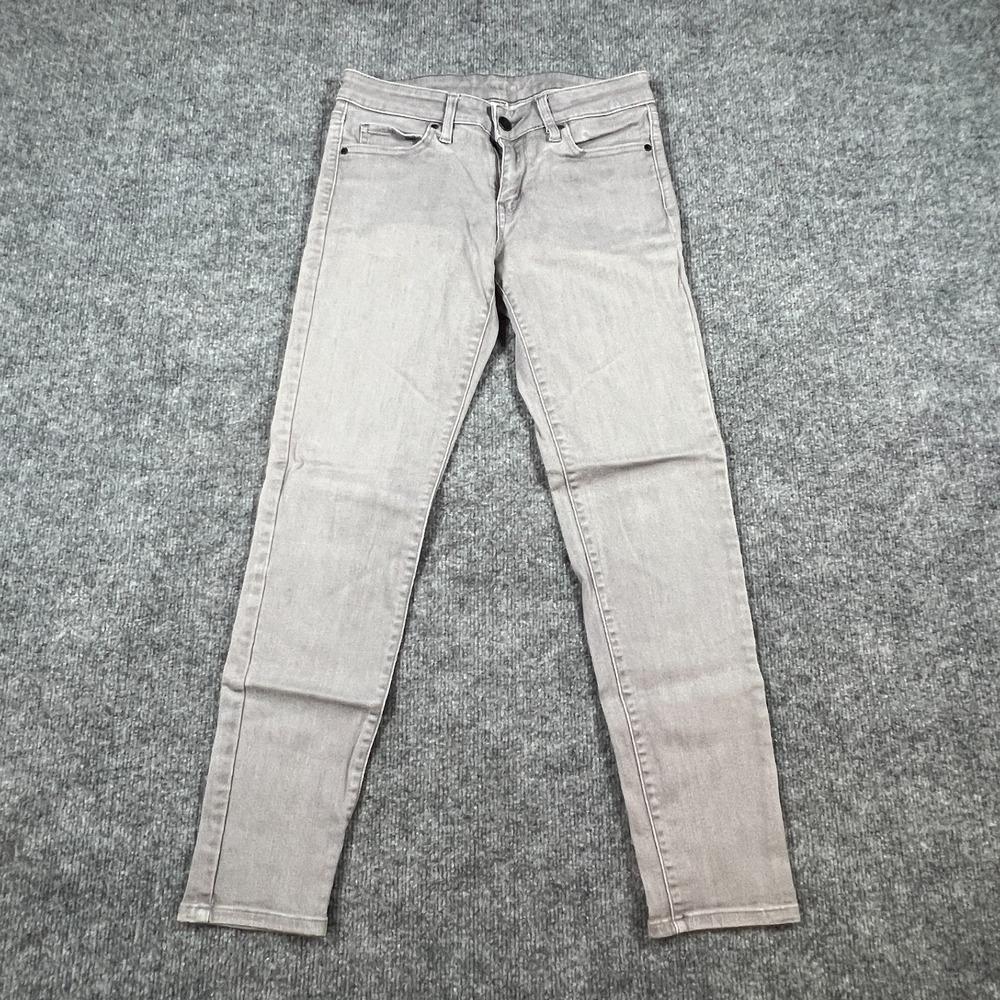 Uniqlo Relaxed Tapered Ankle Jeans Womens 26 Gray Cotton Stretch Low Rise Casual